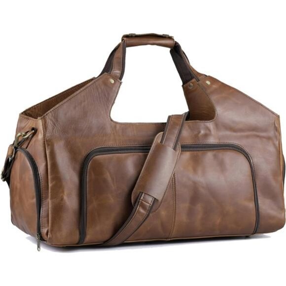 Handmade World Handcrafted Full Grain Buffalo Leather Duffle Bag The